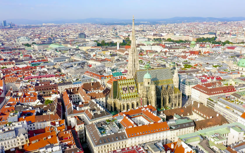 Aerial view over Vienna