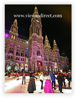 Ice skating in front of the Town Hall, Vienna